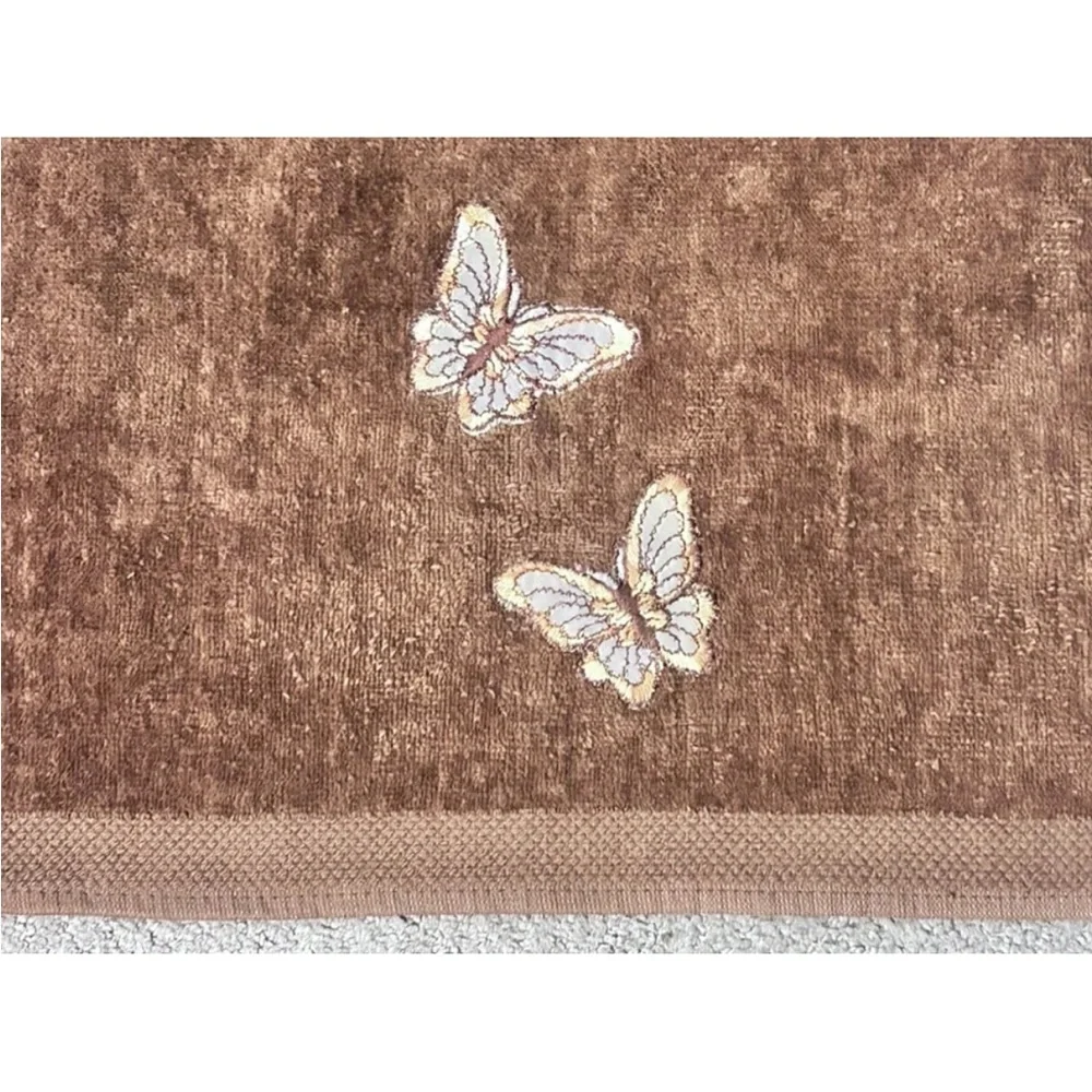 Vintage Matrex Embroidered Butterfly 3 Piece Towel Set MCM